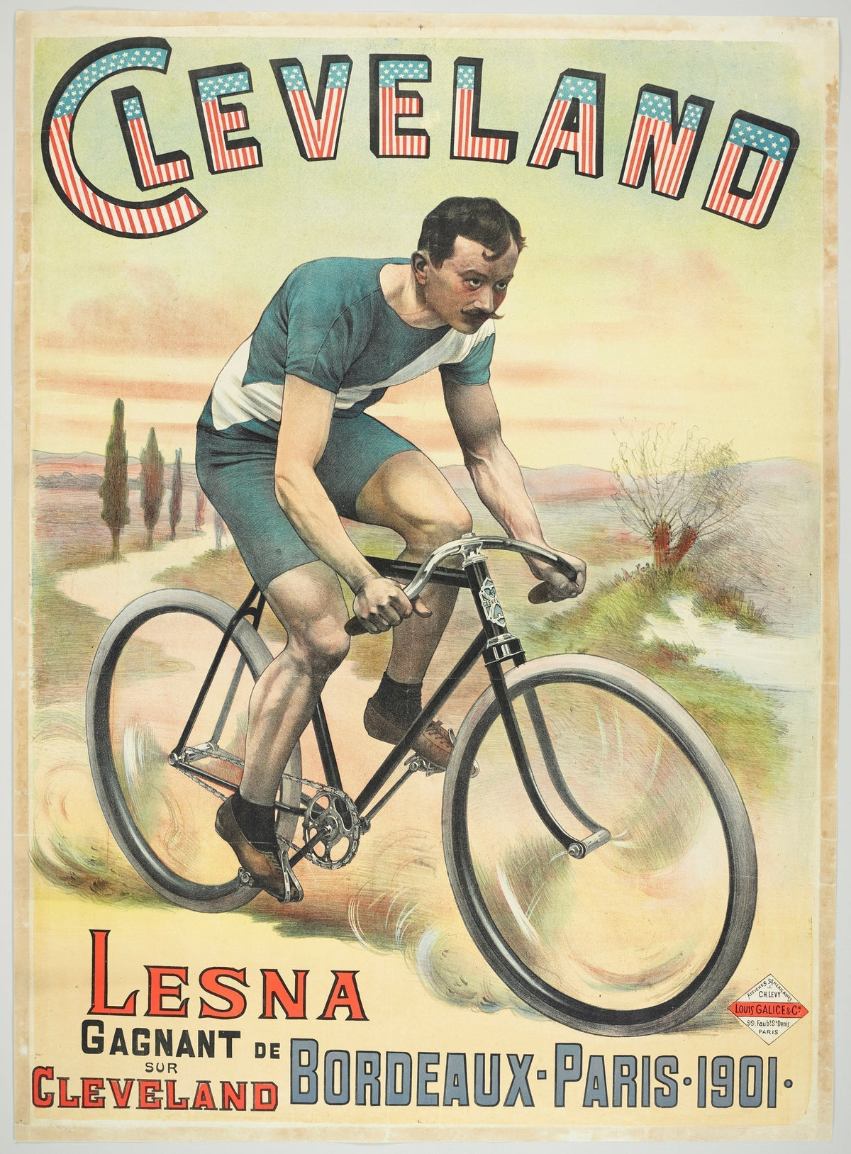 Vintage cyclist on an American-built Cleveland bicycle — 4th of July collection inspiration