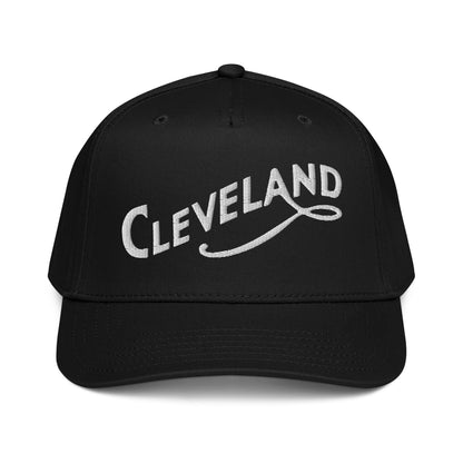 Black cap with 'Cleveland' embroidered on a white background