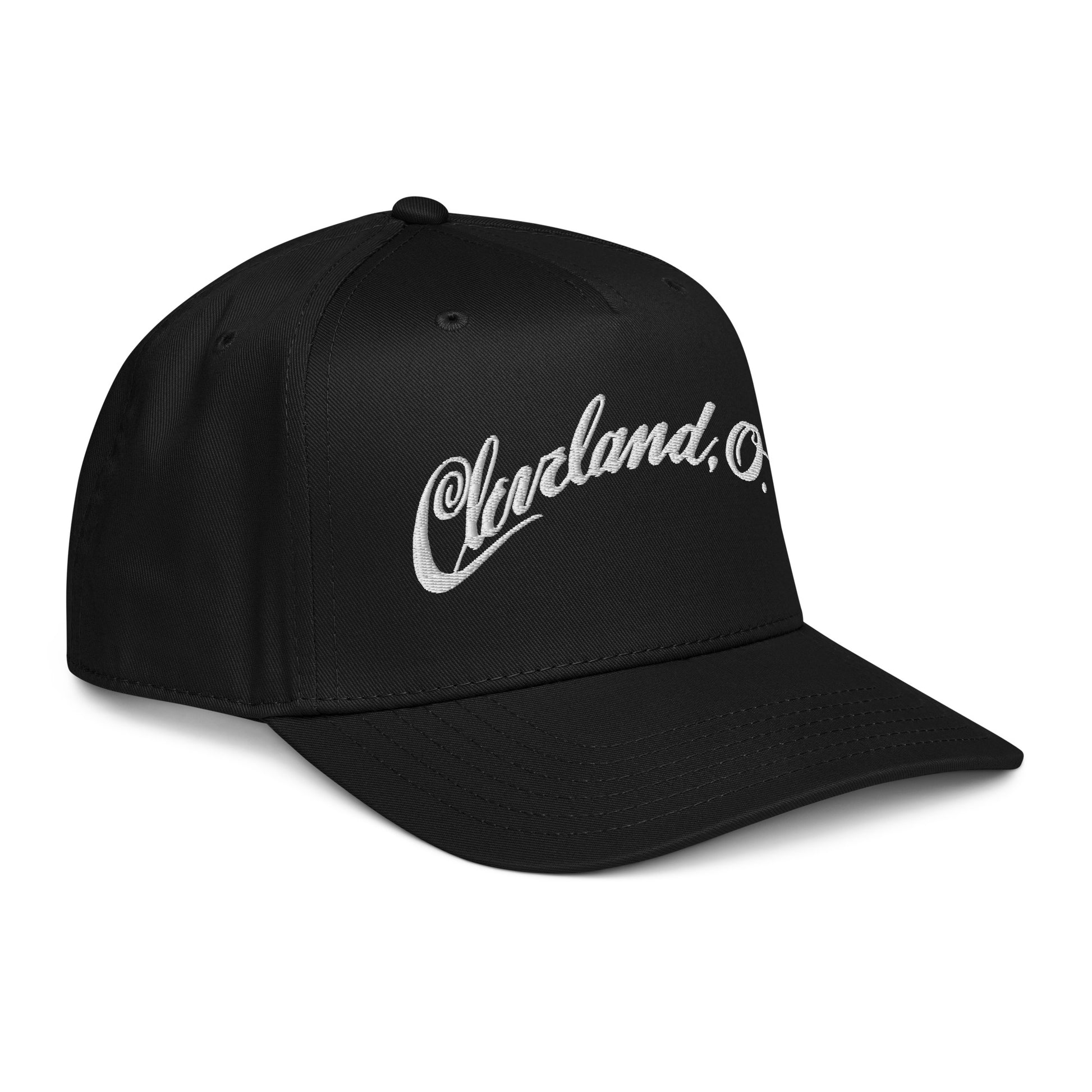 Black cap with 'Cleveland, OH' text on a white background