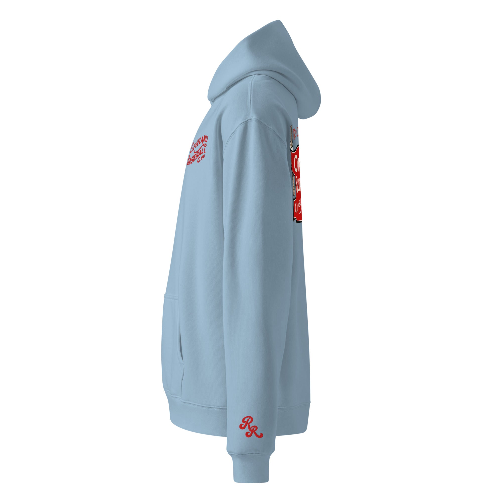 Carolina blue hoodie with red text and graphics on a white background