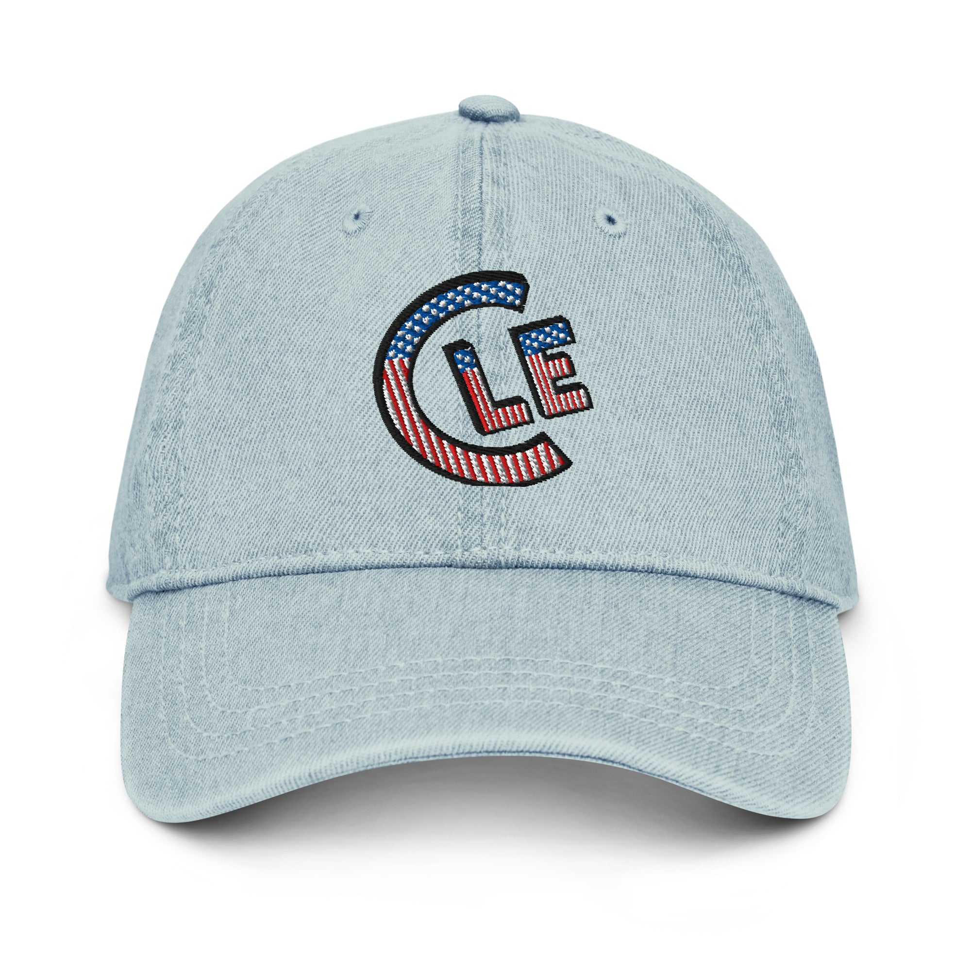 USA CLE Denim Cap in light blue, front view