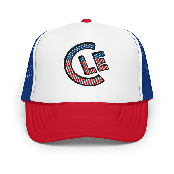 USA CLE foam trucker cap, front view