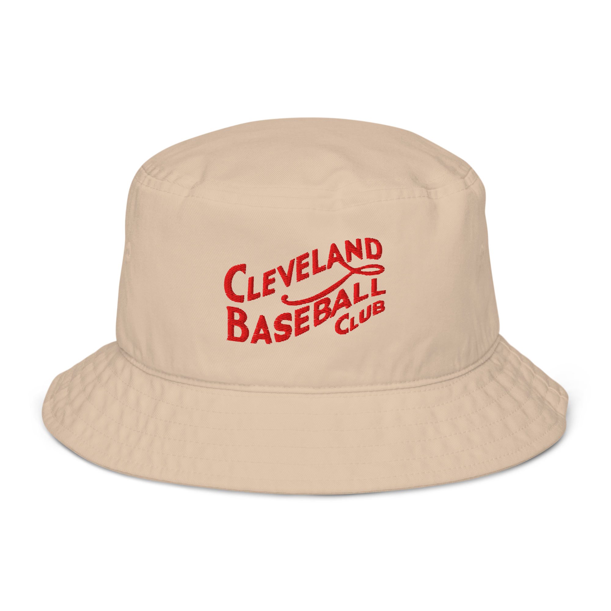 1908 Cleveland Baseball Club Organic Bucket Cap in stone, front view