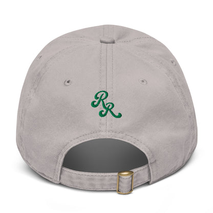 Gray cap with green logo on a white background