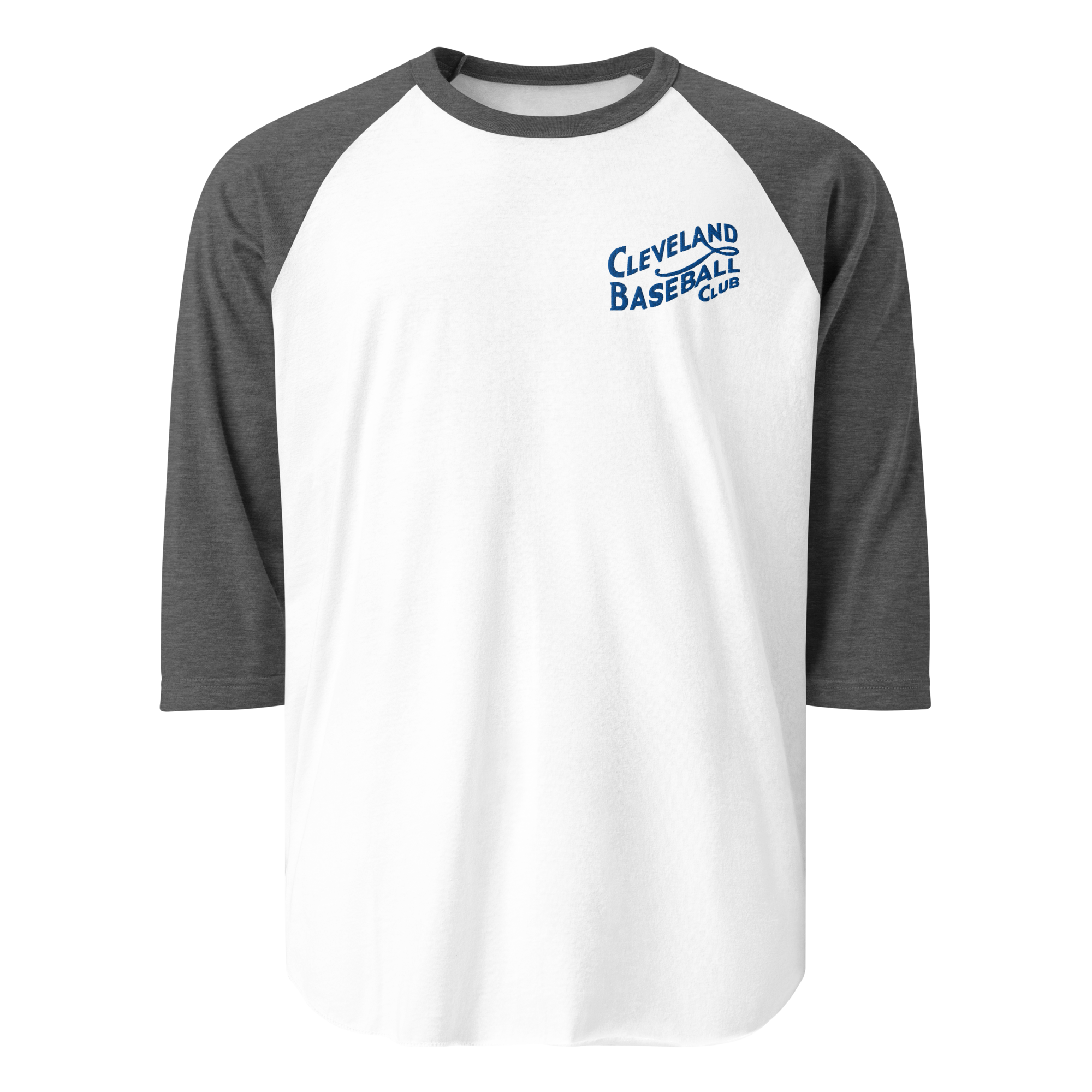 1908 Cleveland Baseball Club Baseball T-Shirt in white/heather charcoal, front view