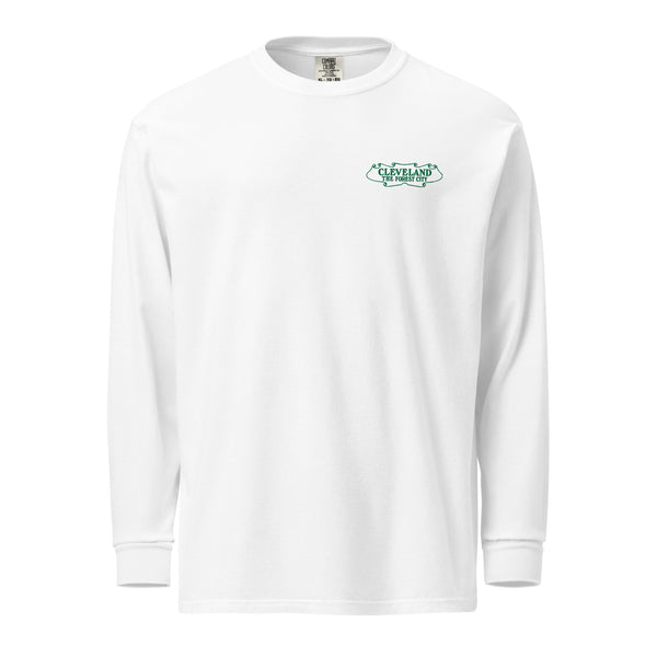 White Cleveland The Forest City heavyweight long sleeve t-shirt, front view
