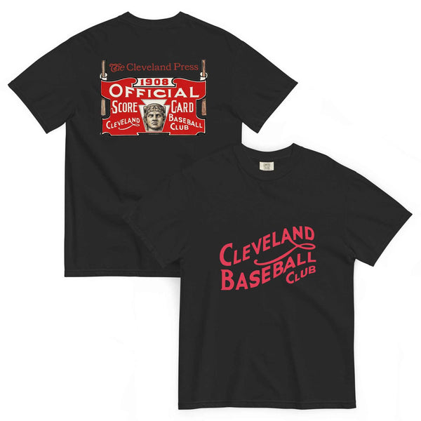 1908 Cleveland Baseball Club heavyweight t-shirt shown with the matching cap, styled together