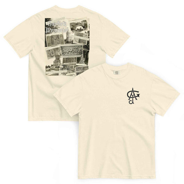 Ivory Garfield Memorial heavyweight t-shirt with JAG monogram on the chest